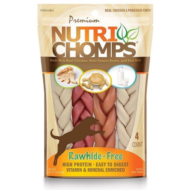 Premium Nutri Chomps Rawhide Free Chicken, Peanut Butter, Milk Dog Treats Premium Nutri Chomps Rawhide Free Chicken, Peanut Butter, Milk Dog Treats