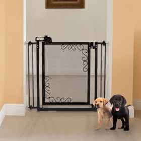 One Touch Metal Mesh Pet Gate in Black