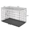 48" Pet Kennel Cat Dog Folding Steel Crate Animal Playpen Wire Metal