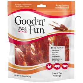 Healthy Hide Good'n' Fun Triple (Option: Flavor Wings Chicken, Pork and Beef Hide  12 oz)