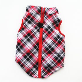 New Dog Clothes Winter Thickened Dog Cotton-padded Jacket Waistcoat Vest Down Silk Cotton Traction Buckle (Option: Plaid-XS)