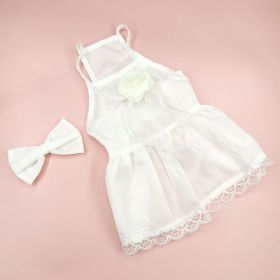 Spring And Summer Dog Clothes Cat Clothing Pet Cotton Floral Slip Dress Mesh Skirt Dress (Option: Classic Style White Dress-XS)