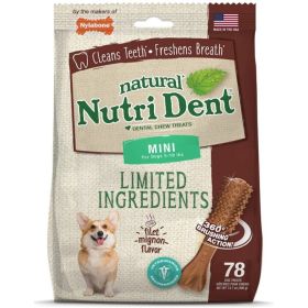 Nylabone Natural Nutri Dent Filet Mignon Dental Chews (Option: Limited Ingredients  Mini  78 count)