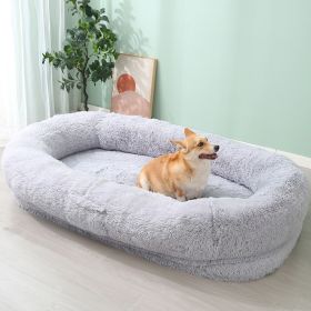 Pet Pad Plush Winter Warm Large Pet Bed Removable And Washable (Option: Light Gray-165X95X30CM)