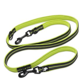 Pet Dog Multi-functional Hand Holding Rope Double-headed Outdoor Chain Crossbody Polyester Reflective (Option: Green-S)