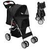 Foldable 4-Wheel Pet Stroller with Storage Basket