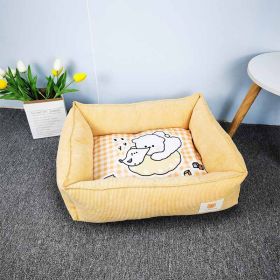 Fabric Craft Printing Square Warm Pet Bed (Option: Yellow-50x60cm)