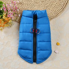 Autumn And Winter Zipper Vest Warm Pet Clothes (Option: Blue-L)