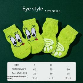 High Quality Non-slip Sole Socks Teddy Corgi Cat Supplies 4 Pack (Option: Green Eyes-M)