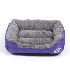 Pet Cushion Mat Square Four Seasons Universal Winter Fleece-lined Warm Dogs And Cats (Option: Purple-L)