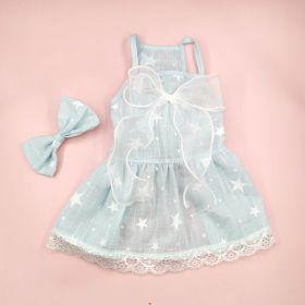 Spring And Summer Dog Clothes Cat Clothing Pet Cotton Floral Slip Dress Mesh Skirt Dress (Option: Light Blue XINGX-M)