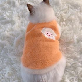 Vest Fluffy Jacket Pet Dog Clothes (Option: Orange-L)