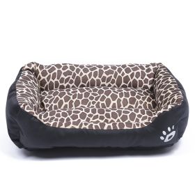 Pet Cushion Mat Square Four Seasons Universal Winter Fleece-lined Warm Dogs And Cats (Option: Leopard Print-L)