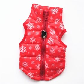 New Dog Clothes Winter Thickened Dog Cotton-padded Jacket Waistcoat Vest Down Silk Cotton Traction Buckle (Option: Christmas Red Snowflake-XL)