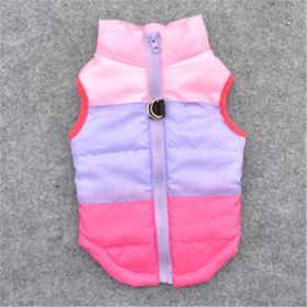 New Dog Clothes Winter Thickened Dog Cotton-padded Jacket Waistcoat Vest Down Silk Cotton Traction Buckle (Option: Rose Red-L)